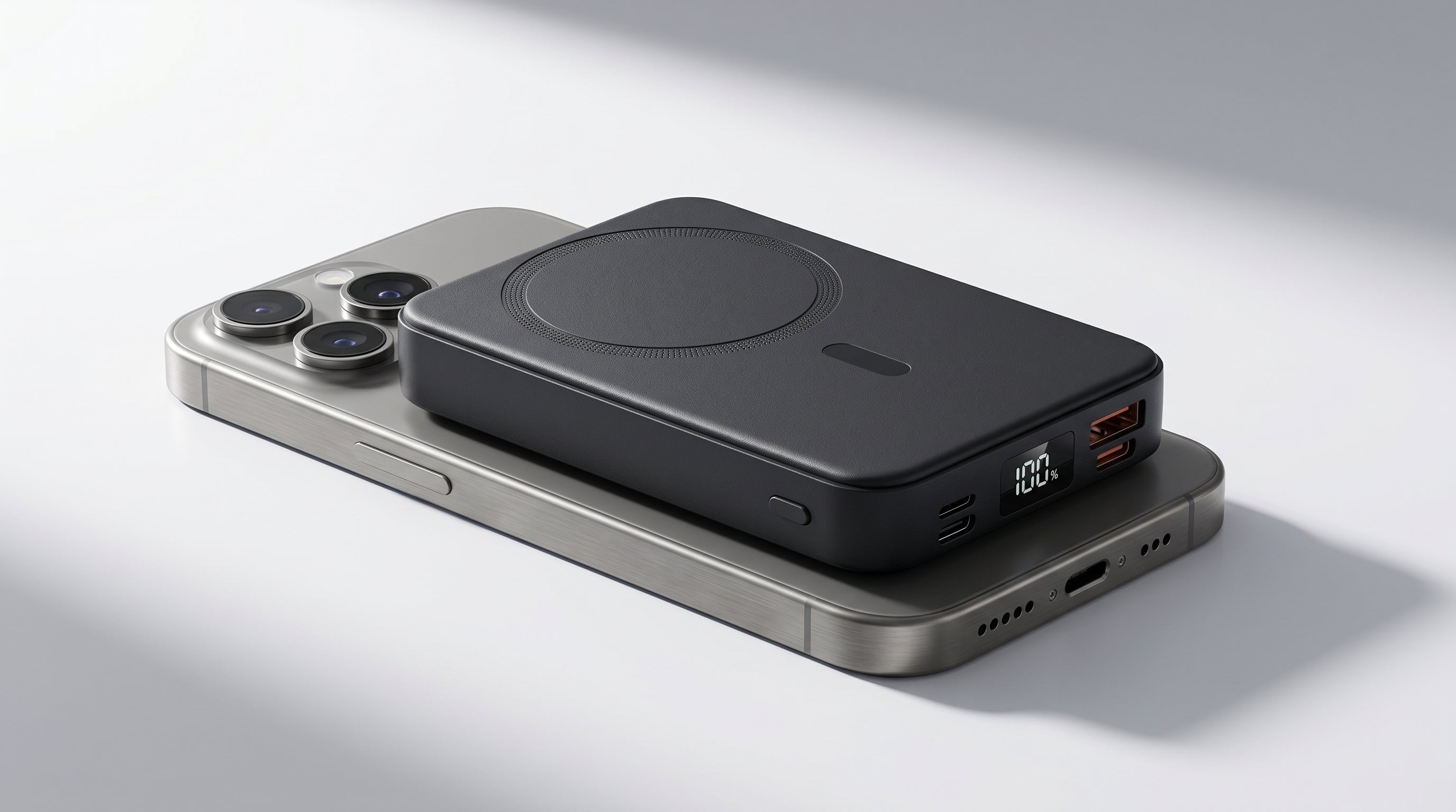 Saturn Lume Orbit Pack 10K Wireless Power Bank-15W Fast Charging Portable Charger with built in Kickstand